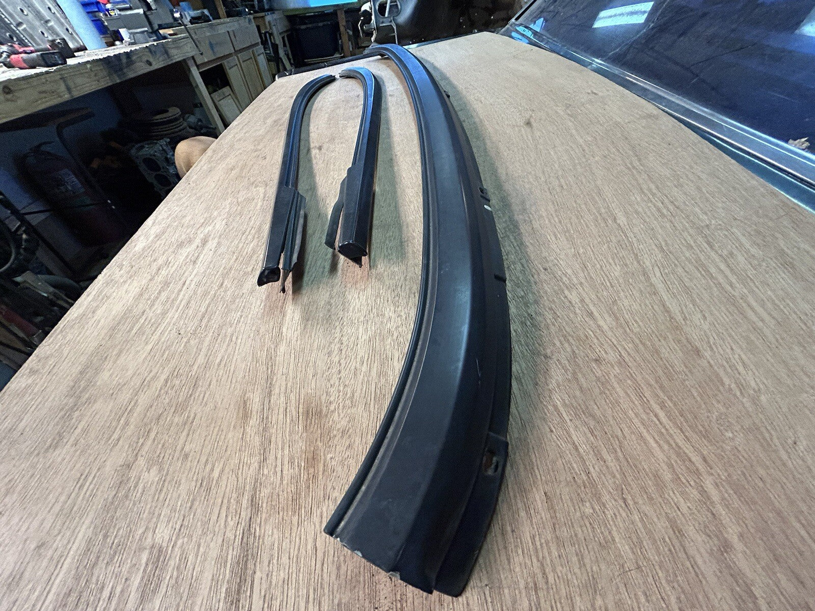 1992-1994 Nissan 240SX CONVERTIBLE OEM Rear Top Metal Trim Molding 3pc Set Vert