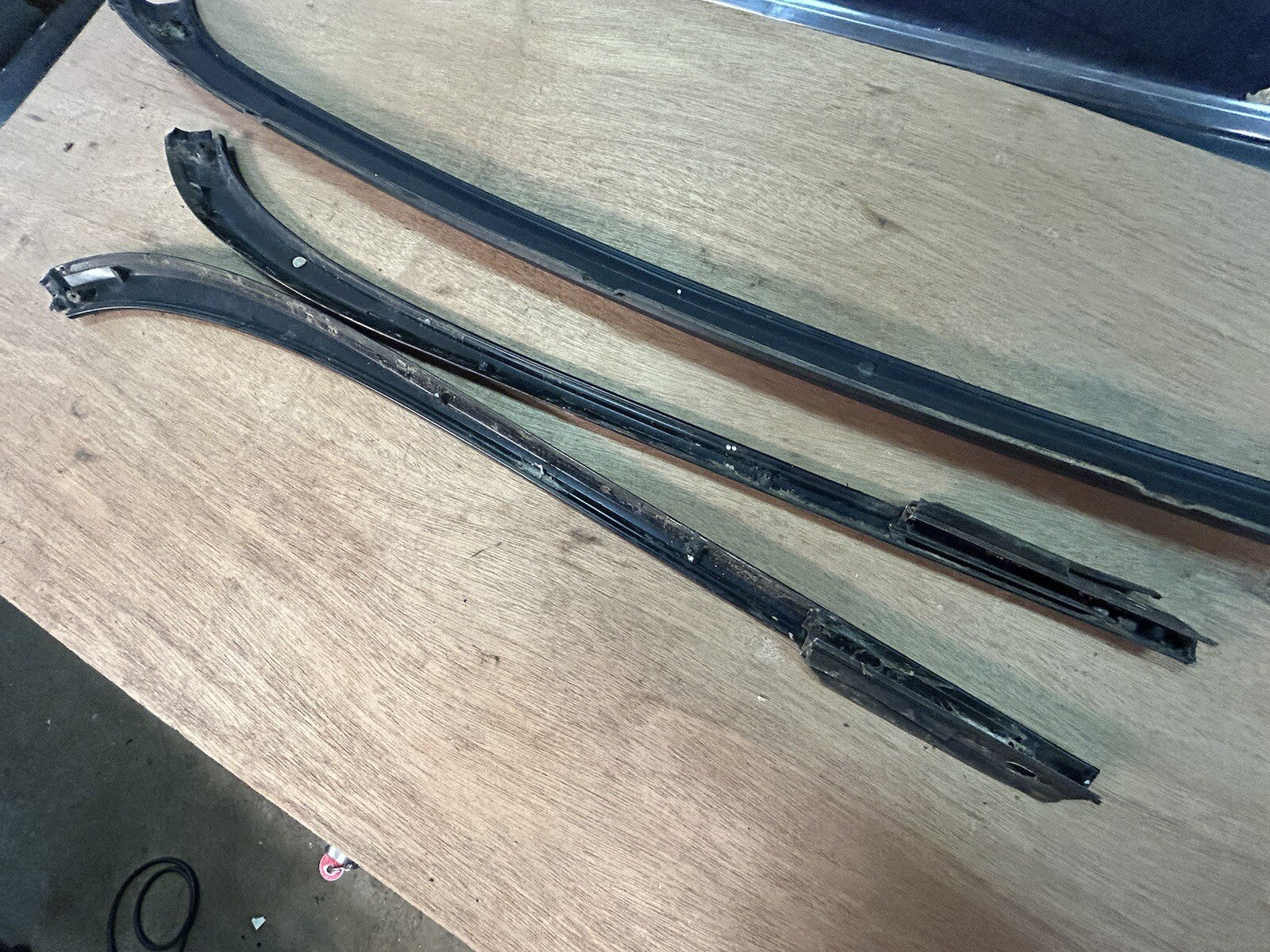 1992-1994 Nissan 240SX CONVERTIBLE OEM Rear Top Metal Trim Molding 3pc Set Vert