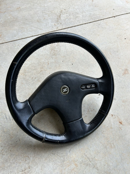 90-96 Nissan 300zx Z32 Steering Wheel & Cruise Horn Buttons OEM W/ Emblem