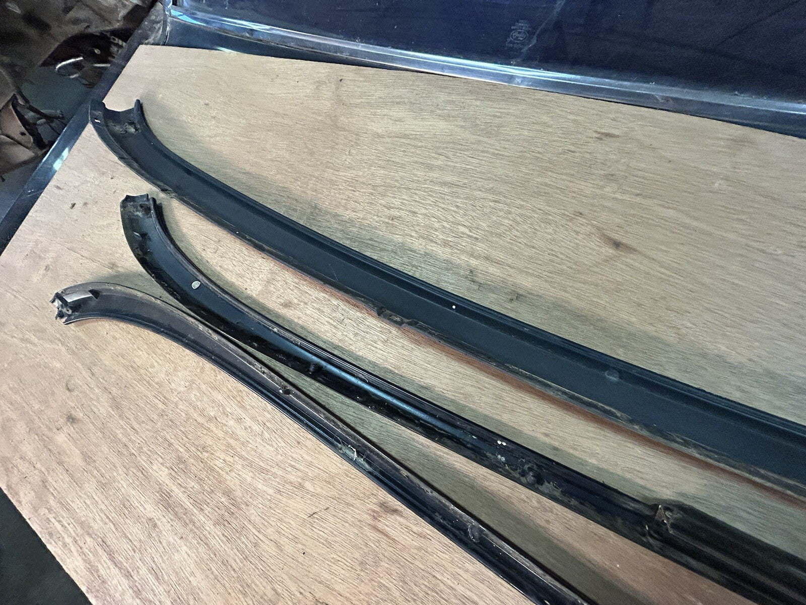 1992-1994 Nissan 240SX CONVERTIBLE OEM Rear Top Metal Trim Molding 3pc Set Vert