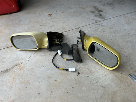 90-96 Nissan Z32 300zx Left & Right Door Exterior Side Power Mirror OEM Yellow